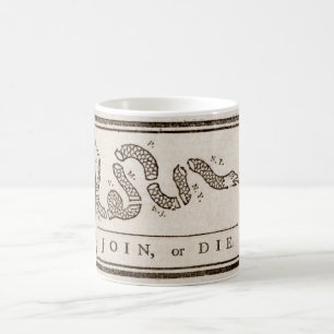 Caneca De Café  Junte-se ou die Benjamin Franklin à Cartoon Pol