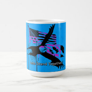 Caneca De Café Juntos - Bandeiras do Canadá e EUA e Águia