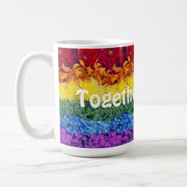 Caneca De Café Juntos, Nós Aumentamos As Flores Do Orgulho (Esquerda)
