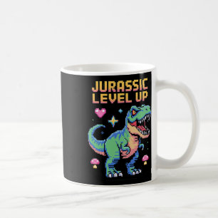 Caneca De Café Juric Level Up Pixel Dinosaur Retro Gamer 1 