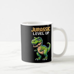 Caneca De Café Juric Level Up Pixel Dinossauro Retro Gamer 