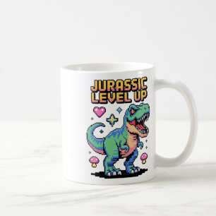 Caneca De Café Juric Nível Acima Dinossauro Pixel Retro Gamer 1 