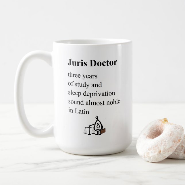 Caneca De Café Juris Doctor, Um Engraçado Poema De Graduação Da F (Com Donut)