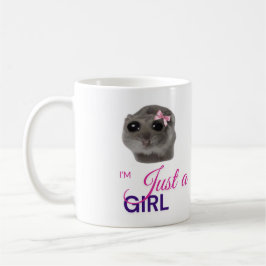 Caneca De Café Just a Girl Mug – Cute Sad Hamster 