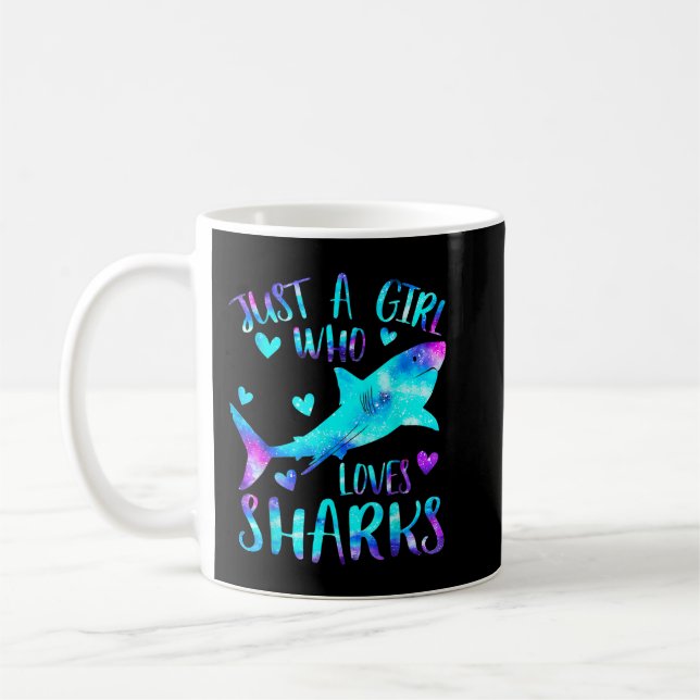 Caneca De Café Just a Girl Who Loves Sharks Galaxy Shark Lover Gi (Esquerda)