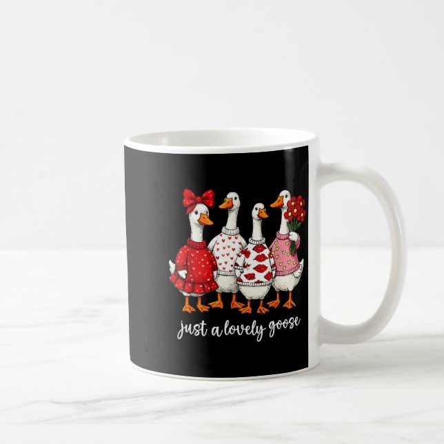 Caneca De Café Just A Lovely Goose Cute Silly Goose Valentine's D (Direita)