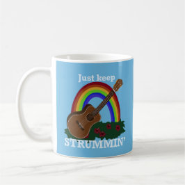 Caneca De Café Just Keep Strummin’ Ukulele Rainbow Hawaiian