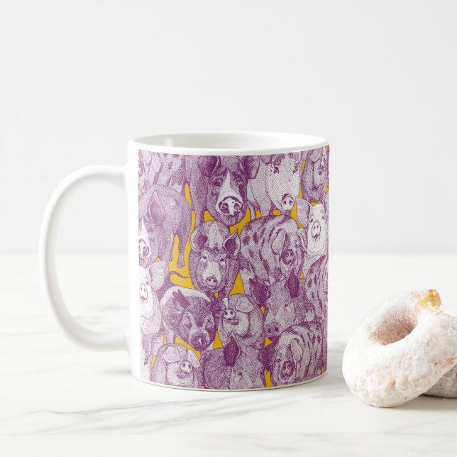 Caneca De Café just pigs purple yellow (Com Donut)