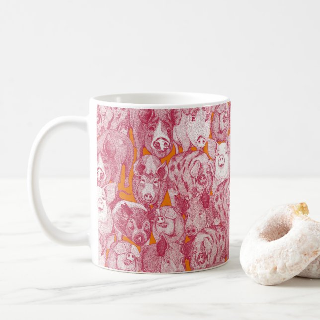 Caneca De Café just pigs viva magenta satsuma (Com Donut)