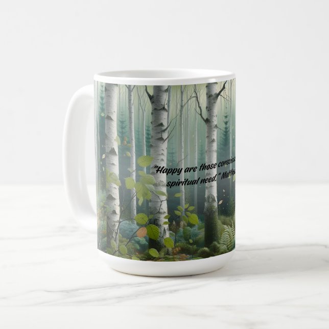 Caneca De Café JW 2026 Ano Texto Paisagem de Bétula (Frente Esquerda)