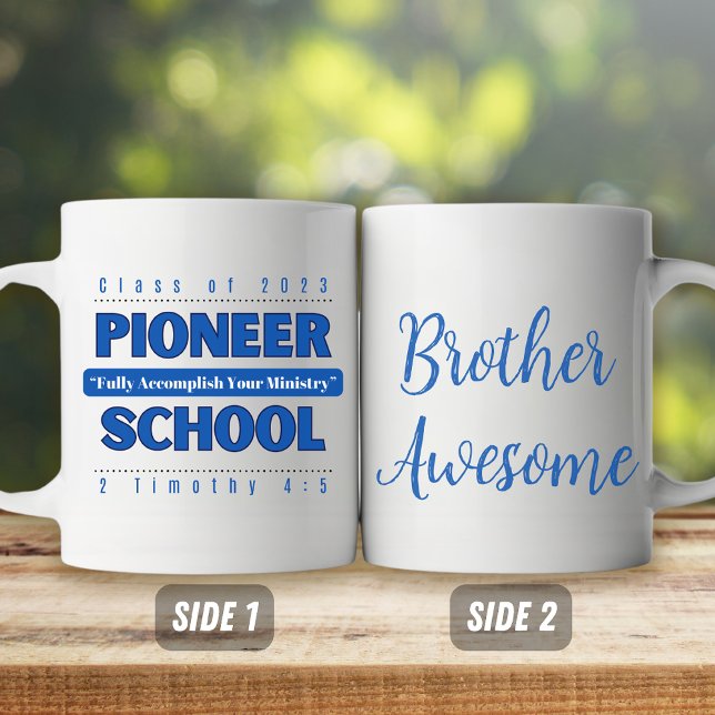 Caneca De Café JW Personalizable Pioneer School 2023 e 2 Tim 4:5 (Criador carregado)