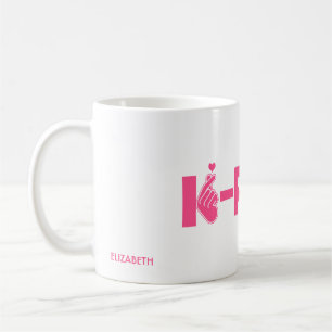 Caneca De Café K-Pop Kpop na mão e no coração do símbolo de K