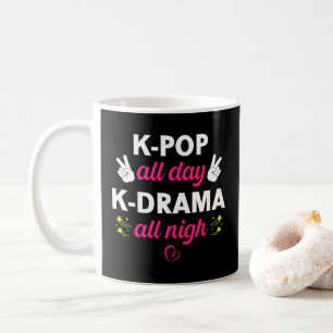 Caneca De Café K-Pop O Dia Todo K-Drama A Noite Toda, Música Core