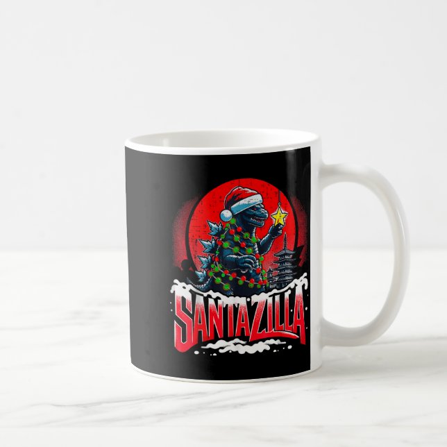 Caneca De Café Kaiju Christmas Santazilla Japanese Monster Dinosa (Direita)