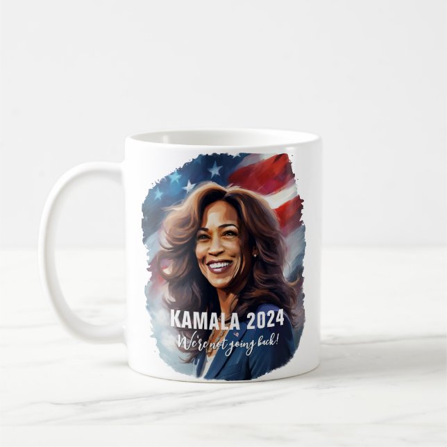 Caneca De Café Kamala Harris 2024 não voltando à arte gráfica (Esquerda)
