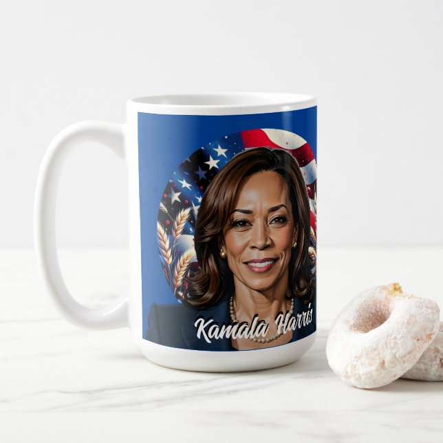 Caneca De Café Kamala Harris 2024 Stars and Stripes (Com Donut)