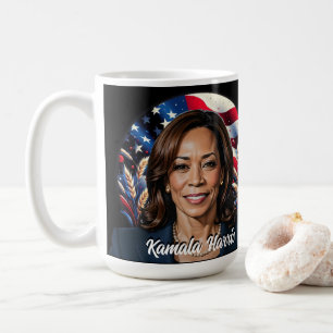 Caneca De Café Kamala Harris 2024 Stars and Stripes