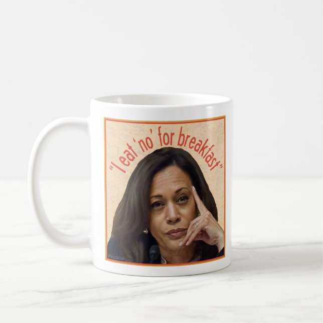 Caneca De Café Kamala Harris come NO na caneca do café da manhã (Esquerda)