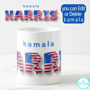 Caneca De Café Kamala Harris EUA Sinalizador Balão Alfabetos Elei