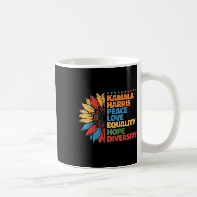 Caneca De Café Kamala Harris Paz Igualdade Amor Diversidade de Es (Direita)