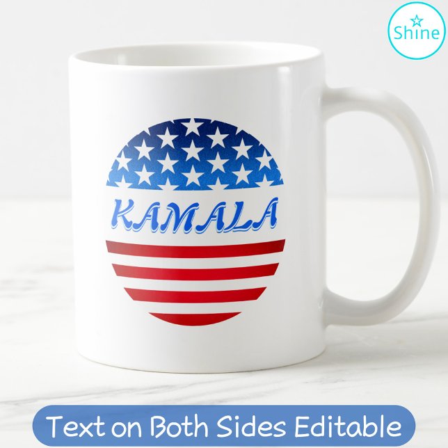 Caneca De Café Kamala Harris USA Flag Custom Text Elections 2024 (Criador carregado)