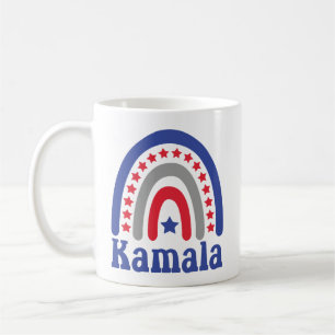Caneca De Café Kamala Política Boho Patriótico Arco-Íris Retro
