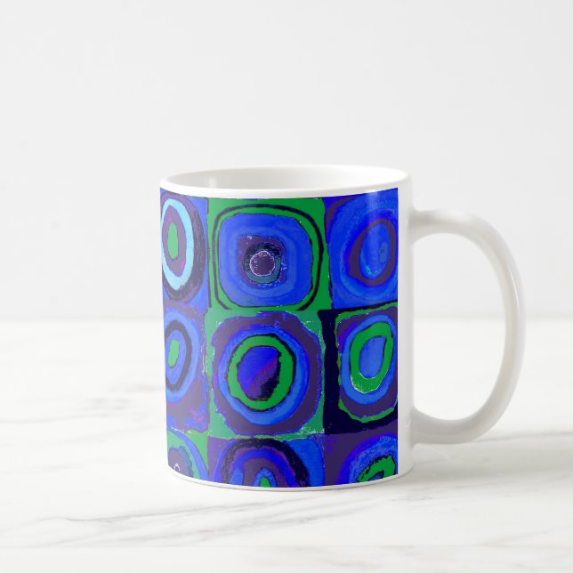 Caneca De Café Kandinsky Farbstudie Quadrados Azuis Círculo Quadr (Direita)