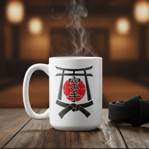 Caneca De Café Karate - Portão Torii, Sol e Kanji