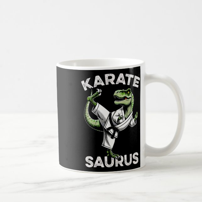 Caneca De Café Karatesaurus T-rex Karatê Dino Dinossauro Engraçad (Direita)
