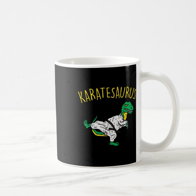 Caneca De Café Karatesaurus Trex Karatê Dinossauro Engraçado Arte (Direita)