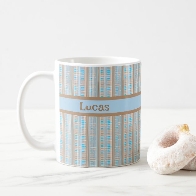 Caneca De Café Karomuster blau braun grau (Com Donut)
