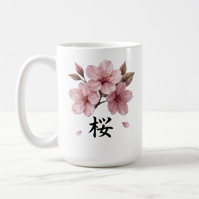 Caneca De Café Katana Sakura Estética Japonesa (Esquerda)