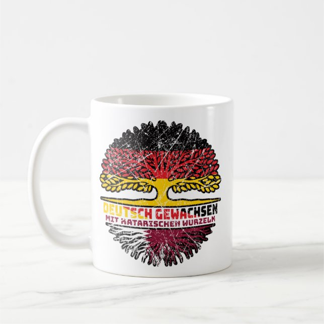 Caneca De Café Katar Katarisch Deutsch Deutschland Baum Wurzel (Esquerda)