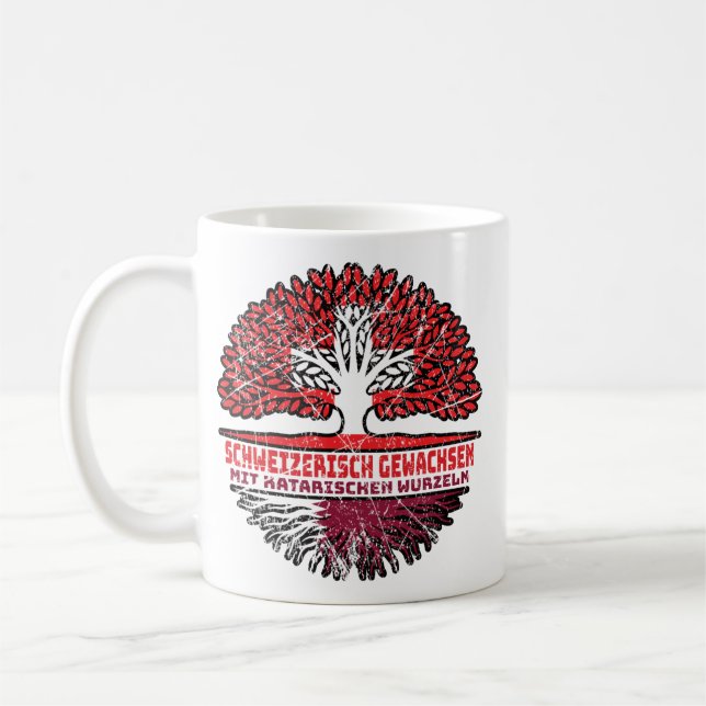 Caneca De Café Katar Katarisch Schweizer Schweiz Baum Wurzel (Esquerda)