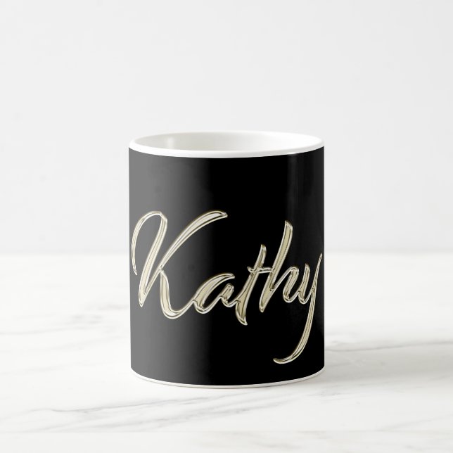 Caneca De Café Kathy white gold Handwriting Tasse Kaffeetasse (Centro)