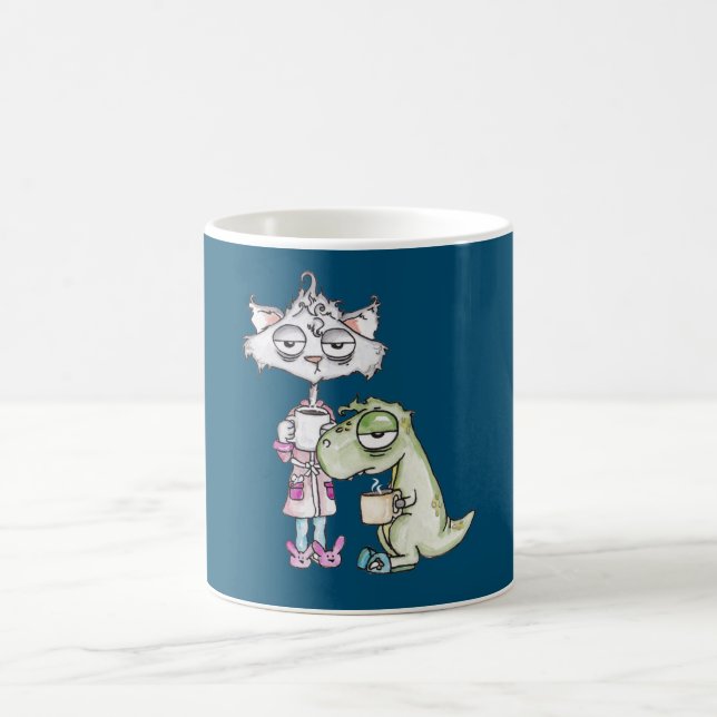 Caneca De Café Katze Dino cat dinosaur Kaffee coffee (Centro)