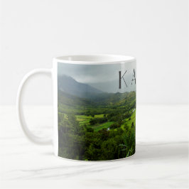 Caneca De Café Kauai, cena de paisagem havaiana com texto