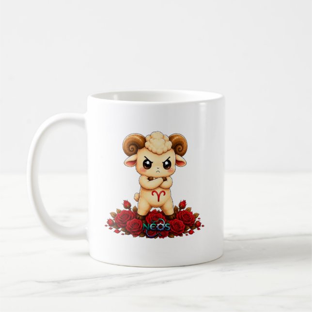 Caneca De Café Kawaii Áries Zodíaco Neos (Esquerda)
