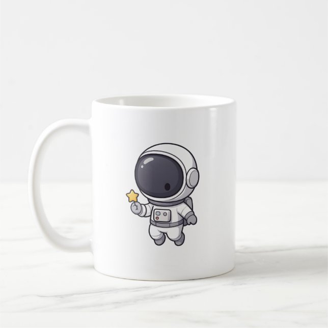 Caneca De Café Kawaii Astronaut Holding Star Mug (Esquerda)
