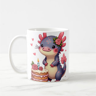 Caneca De Café Kawaii Axolotl Casamento Flor Boutonniere Bolo Par