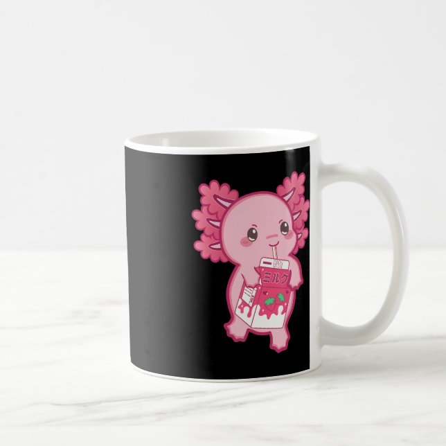 Caneca De Café Kawaii Axolotl Morango Leite Adolescente Miúdas Ja (Direita)