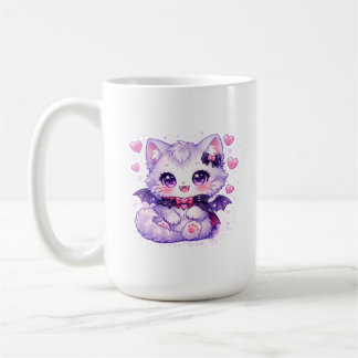 Caneca De Café Kawaii Bat Kitty – Gato Alado Vampiro Fofo