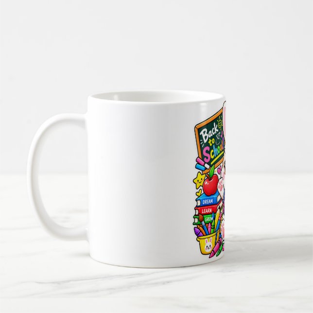 Caneca de Café Kawaii Bunny Ready Set Learn (Esquerda)