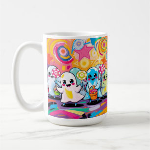 Caneca De Café Kawaii Candy Parade Cartoon Colorido