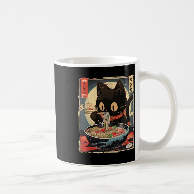 Caneca De Café Kawaii Cat Comendo Ramen Noodles Anime Gift Girls  (Direita)
