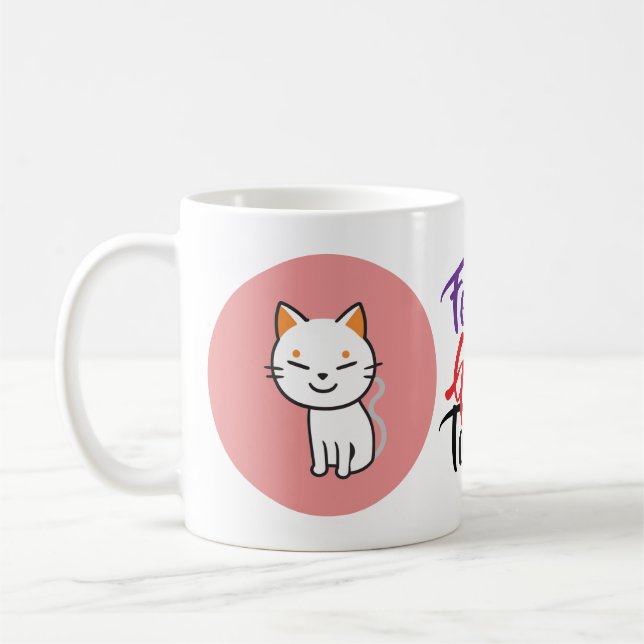 Caneca De Café Kawaii Cat Mug Personalizado | Presente Personaliz (Esquerda)