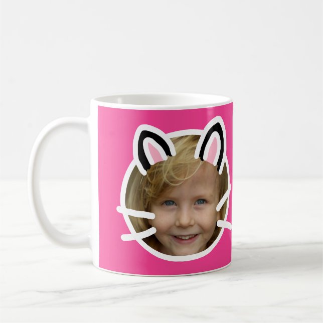 Caneca De Café Kawaii Cat Purikura Style Foto (Esquerda)