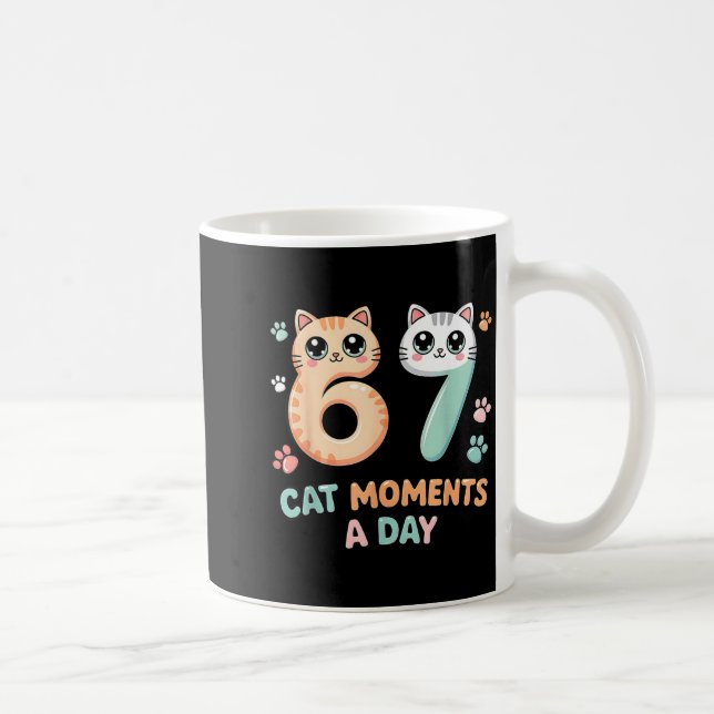 Caneca De Café Kawaii Cat Six Seven Alpha Gen Slang 67 Cat Moment (Direita)