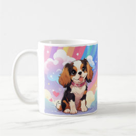 Caneca De Café Kawaii Cavalier King Charles Pastel Rainbow