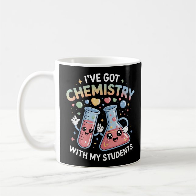 Caneca De Café Kawaii Chemistry Teacher Cute Beaker & Test Tube  (Esquerda)